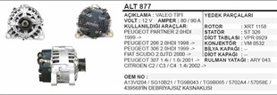 Alternatör 12v 90ah Başlıklı Pejo Partner Cıtroen (başlıklı Cıvatalı) Alt877 | Wınwın Alt877