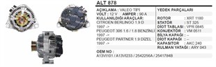 Alternatör 12v 90ah Cıtroen Berlingo Peugeot 306 Pejo Partner 307 | Remark Alt878