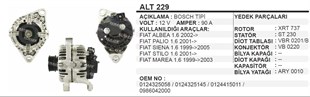 Alternatör 12v 90ah Doblo Albea Palio Siena Alt229 | Ithal T229