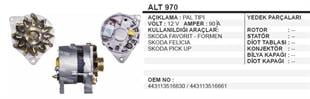 Alternatör 12v 90ah Skoda Felicia Favorit Formen Pıckup Alt970 | Schenna Alt970