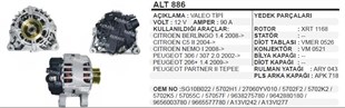 Alternatör 12v 90ah Soketli Pejo Partner Cıt. Berlingo (soketli) Dan515 439694 Wut-23166 Wut-24079 Alt866 | Wınwın Alt886