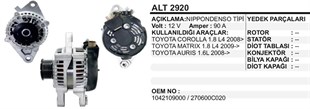 Alternatör 12V 90AH Toyota Corolla Matrix 1,8 | REMARK ALT2920