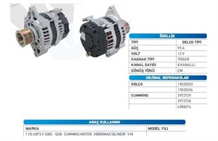 Alternatör 12v 95ah (8pk 4fiş) Cummins Vibromax Volvo Penta Amerikan Marik New Holland Ls Lastikli Mini Yükleyici Volvo Penta | Wutse Alt8722
