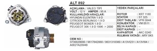 Alternatör 12v 95ah Hyundai Elentra Ducato Boxer | Remark Alt892