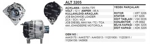 Alternatör 12v 95ah Iskra Jcb 4cx 2007 Jcb Backhoe Loader Johndeere Alt3205 Alt12786n 12786n 11201908 | Ithal T3205