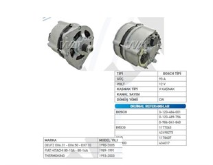 Alternatör 12v 95ah Johndeere Deutz Thermoking Iveco Mk İveco New Holland Jcb Şap Manikası | Martek Alt12169n