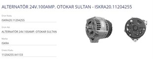 Alternatör 24v 100ah Otokar Sultan Iskra Johndeere Johndere Otokar Sultan Magırus Perkıns Perkins | Iskra 11204255
