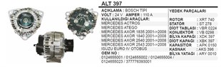 Alternatör 24v 110ah Mercedes Axor Actros Isuzu Euro Iv Otobüs Alt397 | Wınwın Alt397