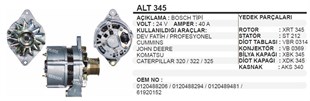 Alternatör 24v 30ah Bmc Dev Fatih Profesyonel Cummıns Johndeere Komatsu Caterpillar 320 322 325 | Remark Alt345