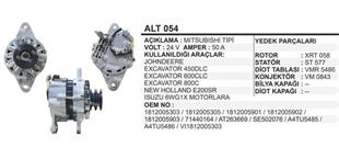 Alternatör 24V 50AH (2PK Lı V Kayış) Isuzu Jcb Nh Johndeere Hitachi Johndeere Excavatör İş Makinasi Hidromek Kepçe ALT054 12744 | REMARK ALT054