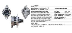 Alternatör 24V 50AH (3PK Lı V Kayış) Isuzu Motorlu Jcb İŞ.MAK.20113 Kepçe 3KASNAK 3KANAL 3PK ALT058 ALT20113N | REMARK ALT058