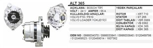 Alternatör 24v 55ah Volvo Penta Deniz Motor Bmc Dev Fatih Ford Cargo Volvo Excavatör/volvo Penta Alt365 | Wınwın Alt365