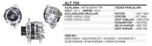 Alternatör 24v 60ah Ford Cargo Mits Tip Alt705 | Aes Alt705