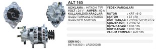 Alternatör 24v 60ah Isuzu Campıon Alt165 Altv043 | Ithal T165oem