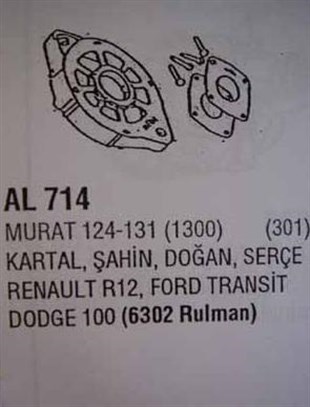 Alternatör Ön Kapak Bilyalı İnce Mil Renault R12 6302 | Mako 74991301