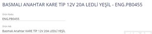 Anahtar 12v 20ah Ledli Mini Basmalı Engpb0455 | Eng Pb0455