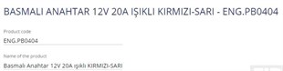 Anahtar Kırmızı Sarı Işıklı Açma Kapama Pb-0404 | Eng Pb0404