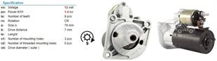 Marş Motoru 12v 10diş Alfaromeo Ducato Jtd Alfa Romeo 159 Brera Spıder / Dodge Journey / Fıat Bravo Doblo Ducato Linera | Bosch 1986s00706