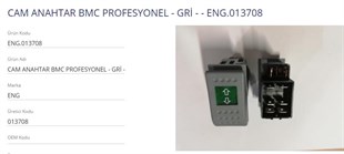 Cam Anahtarı Bmc Profesyonel Gri | Eng 013708