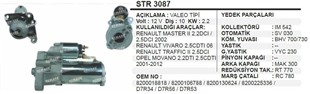 Marş Motoru 12V 10DİŞ 2.2KW D7R Renault Master Movano Trafic | CARGO 112475