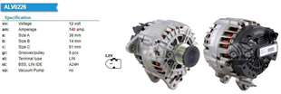 Alternatör 12V 140AH LIN Audi A3 Seat Leon Skoda Octavia Süperb Vw Amarok Caddy Crafter Golf Passat Tiguan Transporter | CARGO 115826