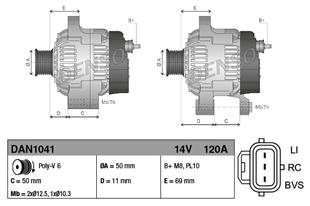 Alternatör 12v 120ah Ford C-max/fiesta/focus Benzinli 1999-2012 Volvo C30/s40 Iı/v50 1.6 05-> 63321679 Dan1041 ( Dan588 105ah ) | Denso Dan1041