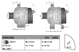 Alternatör 12v 120ah Fıat Punto Alfaromeo Yan Ayak | Denso Dan1085