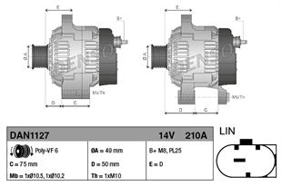 Alternatör 12v 210ah Bmw 1/2/3/5/x1/x3/z4 F20 F21 F22 F30 F31 F 34 2011--- Tek Fıs Lın Uclu | Denso Dan1127