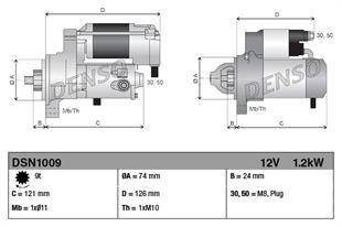 Marş Motoru 12v 9diş 1,2 Kw Toyota Aurıs, Yarıs 1.3 11- | Denso Dsn1009