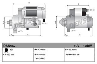 Marş Motoru 12v 12diş Mercedes Benz Sprinter Vito E Clas Sprinter C-klasse Cls-klasse E-klasse Glk-klasse Slc-klasse Slk | Denso Dsn967