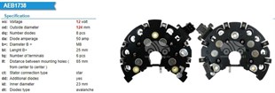 Diyot Tablası 120a 8diyot Bosch Tip Vw Transporter | Ith Wwıbr854