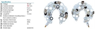 Diyot Tablası 12v 50ah Toyota Corolla Ym 6diyot | Transpo Inr430