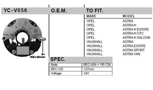 Diyot Tablası + Konjektör Opel Corsa 1.7 | Unıp Ycv056