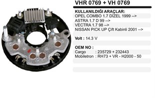 Diyot Tablası + Konjektör Opel Vectra Astra 1.7 Nıssan Pıck Up | Unıp Ycv023