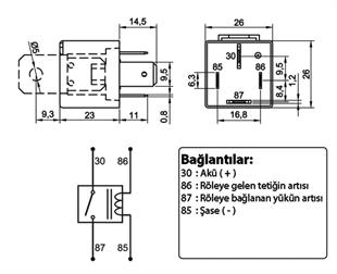 Mini Röle 12v 70ah Güç Rölesi 4fişli | Elo 720170102