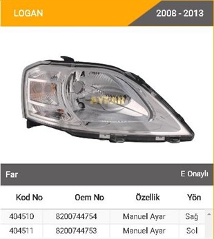 Far Dacia Logan 08-13 Manuel -sol Ayf404511 | Ayfar 404511