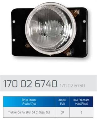 Far Fiat Traktör- 54/c-ayaklı- Ön Sol----ayg26750l | Aygersan 170026750