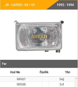 Far J9-cargo Reflektör Sol | Ayfar 505528