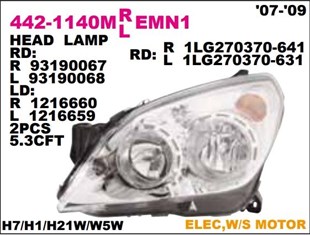 Far Opel Astra H Elektrikli 07-/sağ-442-1140r | Depo 4421140rmlemn1