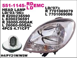 Far Reno Kango 03-08//beyaz/--sağ-------551-1145r | Depo 5511145rldemc