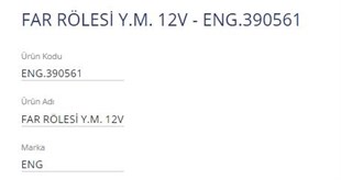 Far Rölesi 12v Ym Eng390561 | Eng 390561