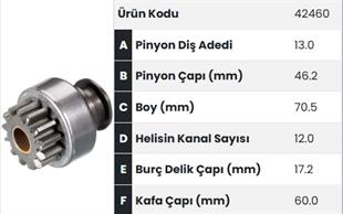 Marş Dişlisi 13diş Ford Dizel Dik Freze Fm42460 |