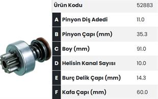 Marş Dişlisi 11diş Bosch Tip Kdh Fm52883 |