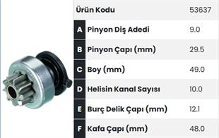 Marş Dişlisi 9diş Bmw Ford Opel Fiat Forklift Gazlı Mf 53637 |