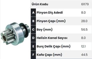 Marş Dişlisi 8diş Ford-kia Ters Mits.tip Zen636 |