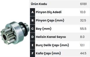 Marş Dişlisi 10diş Nissan Altima Mako 721006941 Form 61181 |