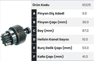 Marş Dişlisi 9diş Nissan Bmc Levend Kısa2 Rulman Nissan 3000 |