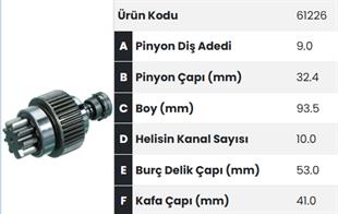 Marş Dişlisi 9diş Isuzu Pik Ap Forklift Isuzu Motorulu Forklift S61226 |