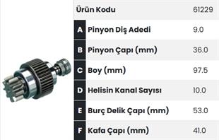 Marş Dişlisi 9diş Komatsu Forklift Yanmar Komatsu Forklift Yanmar Motor Fm61229 |