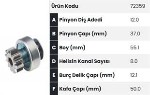 Marş Dişlisi 12diş Ford Transit Custom Fm72359 |